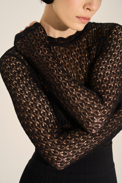 Alternative view of Blusa Maria New - Tricô Rendado - Preto