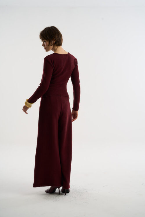 Blusa Mundo - Tricô com Couro - Bordô - Imagem 8