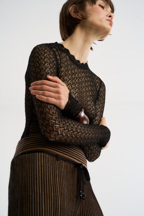 Blusa Maria New - Tricô Rendado - Preto