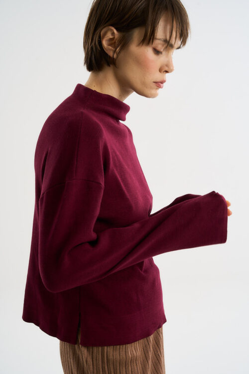 Blusa Alma - Tricô Básico e Clássico - Bordô
