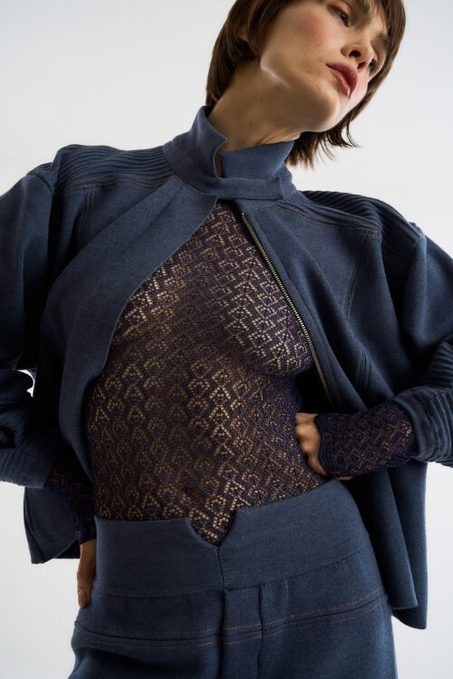 Alternative view of Blusa Maria New - Tricô Rendado - Marinho