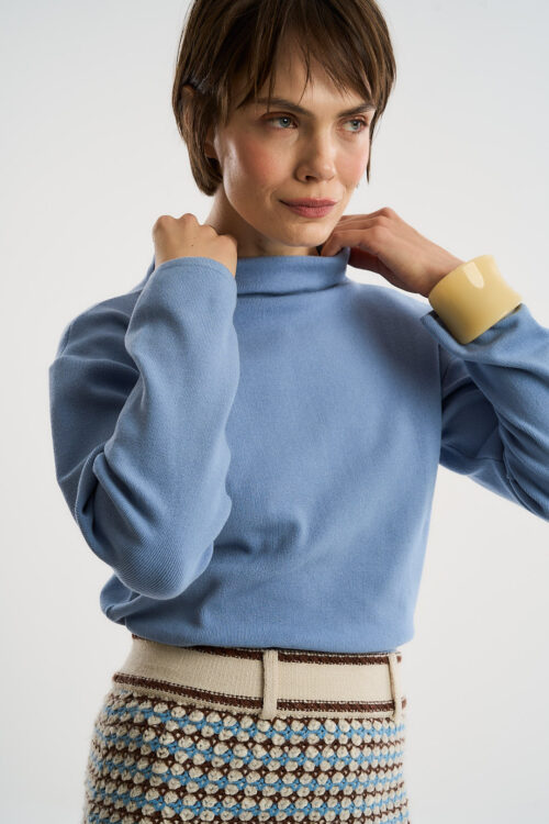 Blusa Alma - Tricô Básico e Clássico - Azul