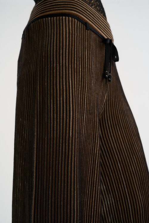 Calça Coordenadas - Tricô Leve com textura listrado - Preto - Imagem 3