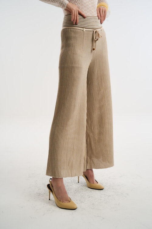 Alternative view of Calça Coordenadas - Tricô Leve com textura listrado - Off White