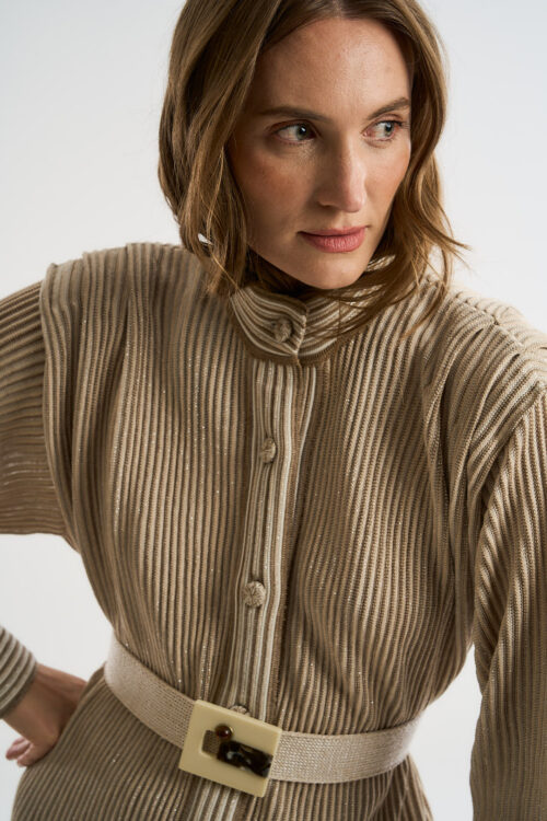Parka Coordenadas - Tricô leve com textura listrada - Off White - Imagem 7