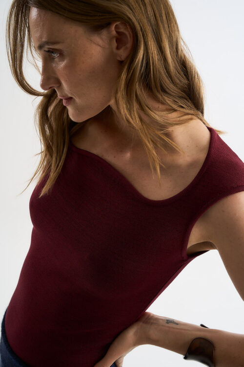 Alternative view of Blusa Nômade - Regata de Tricô - Bordô