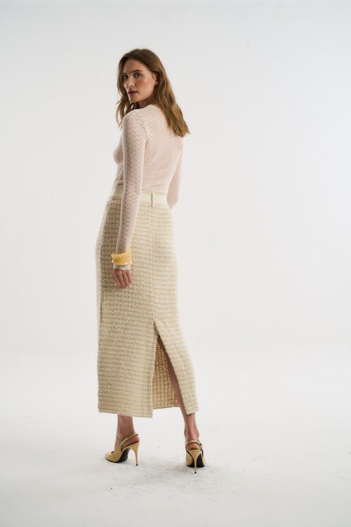 Saia Skyline - Tricô Trabalhado - Off White - Imagem 5