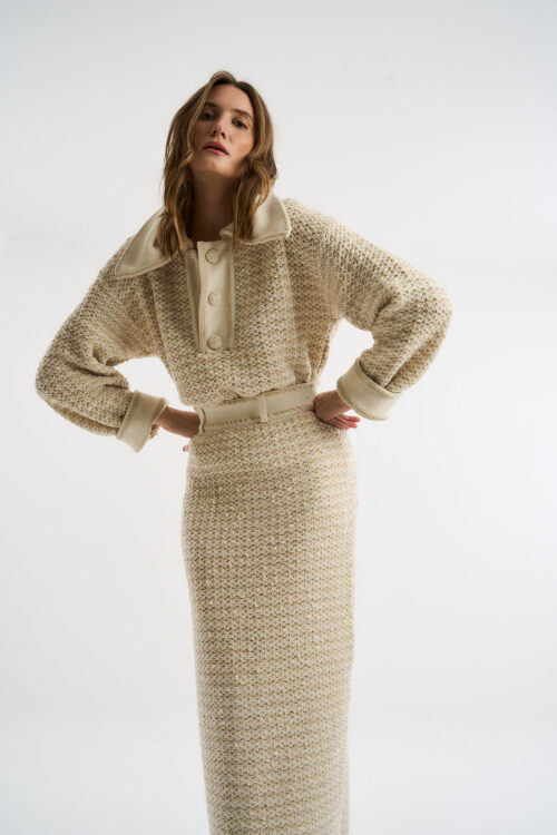 Saia Skyline - Tricô Trabalhado - Off White