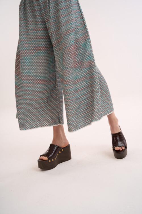 Calça Lembrança - Tricô com misto de pontos  - Verde - Imagem 3