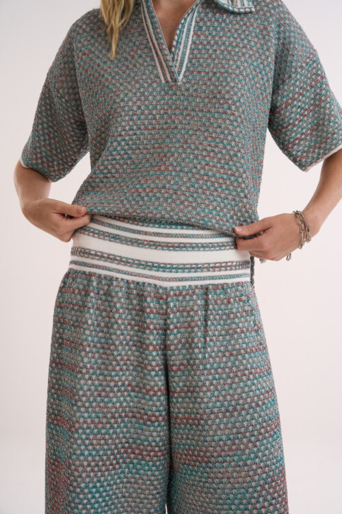 Calça Lembrança - Tricô com misto de pontos  - Verde - Imagem 12