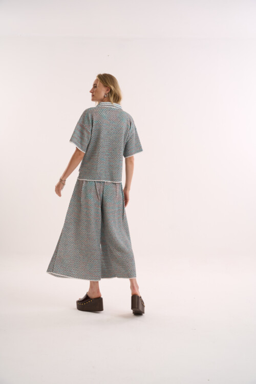 Calça Lembrança - Tricô com misto de pontos  - Verde - Imagem 5