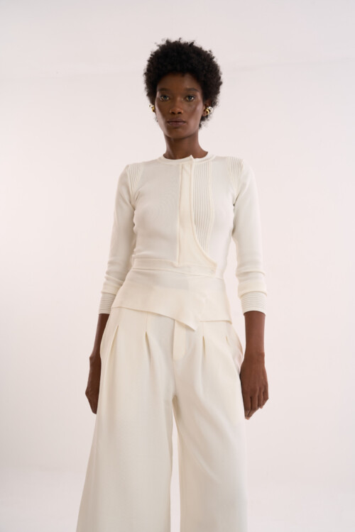 Casaqueto Reflexo - Alfaiataria em Tricô  - Off White - Imagem 7