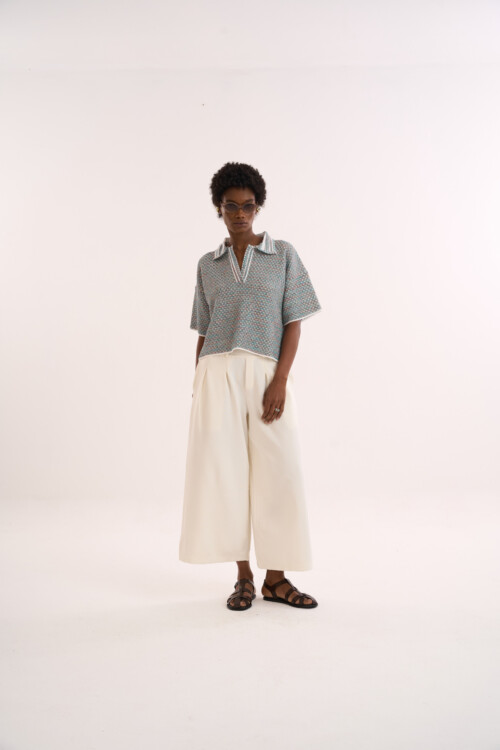 Calça Reflexo - Alfaiataria em Tricô  - Off White - Imagem 5