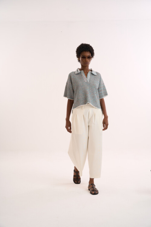 Calça Reflexo - Alfaiataria em Tricô  - Off White - Imagem 6