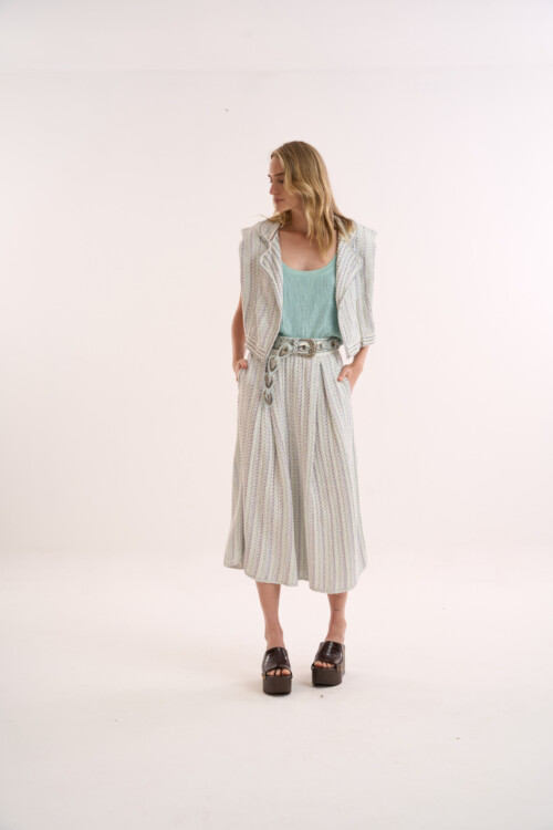 Saia Amor - Tweed de Verão em Tricô - Off White - Imagem 8