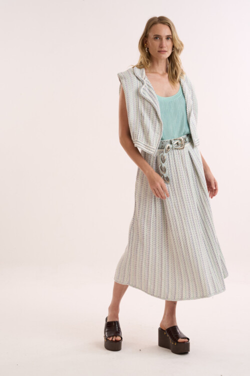 Colete Amor - Tweed de Verão em Tricô - Off White - Imagem 3