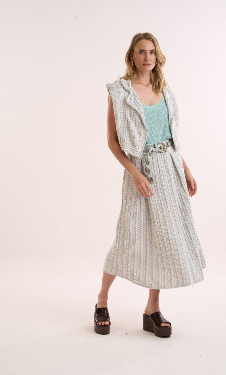 Saia Amor - Tweed de Verão em Tricô - Off White