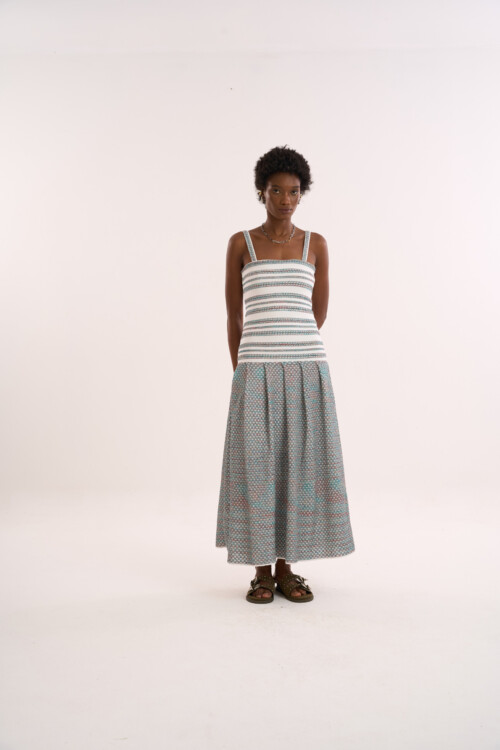Alternative view of Vestido Lembrança - Tricô com misto de pontos  - Verde