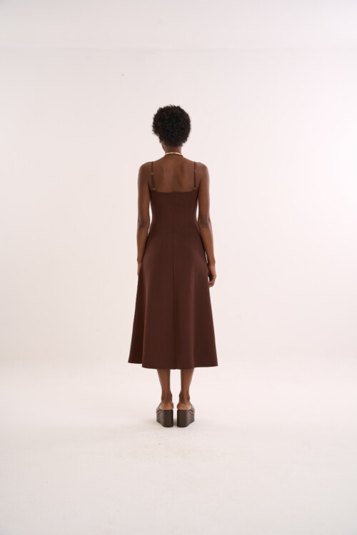 Vestido Analógico - Tricô Essencial  - Marrom - Imagem 5