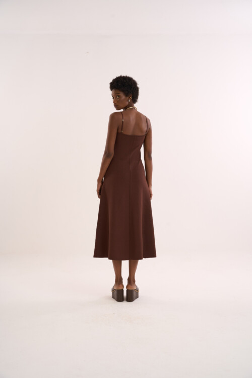 Vestido Analógico - Tricô Essencial  - Marrom - Imagem 3