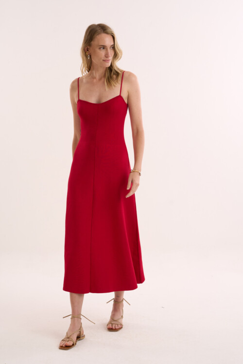 Vestido Analógico - Tricô Essencial  - Vermelho