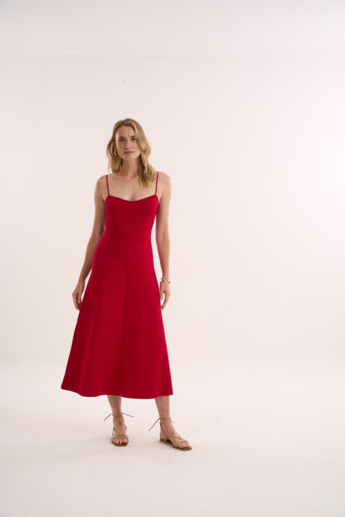 Vestido Analógico - Tricô Essencial  - Vermelho - Imagem 3